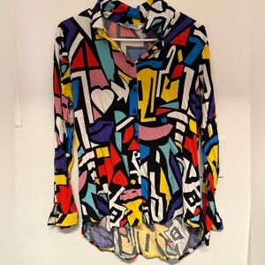 Big Dart Colorful Geometric Blouse